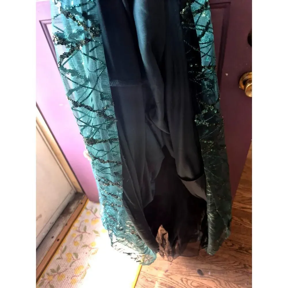 Say Yes To The Prom Emerald Green Pron Formal Dress womens size 14W with Sequins